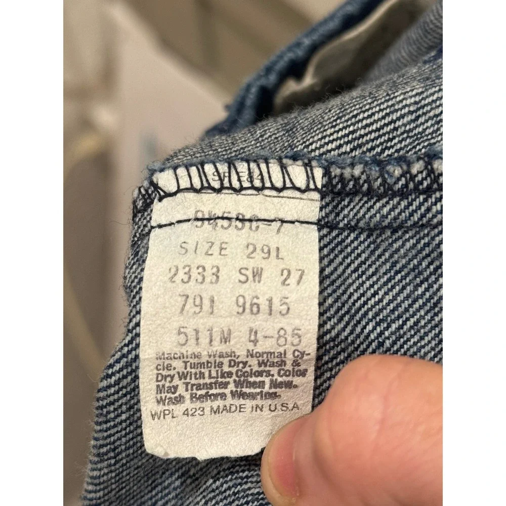 Vintage Levi's 511M 1985 Jeans Women 29 Dark Blue Wide Leg Utility Crop USA Made - Picture 7 of 9
